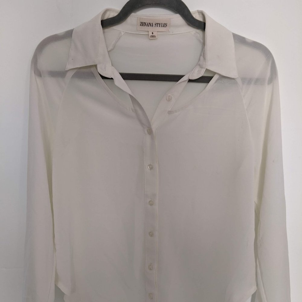 Zenana Styles White Sheer Blouse | Zenana Styles